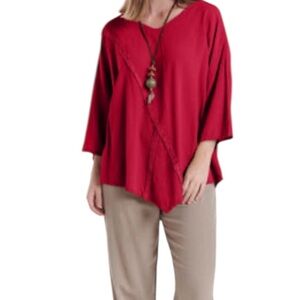 Oh My Gauze! "Aruba" Cotton Gauze Top in Brick Red 2(L/XL)